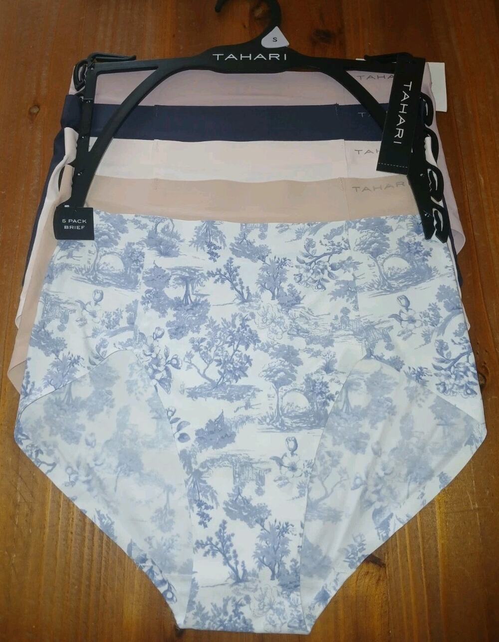 5-Pack Tahari Seamless Laser-cut Briefs Style WB9906 Navy Nudes Pink Toile Small